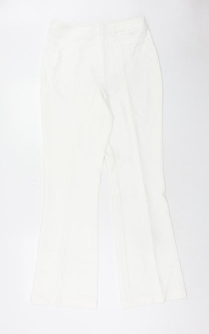 Preworn Womens White Polyester Dress Pants Trousers Size 30 in Regular Hook & Eye