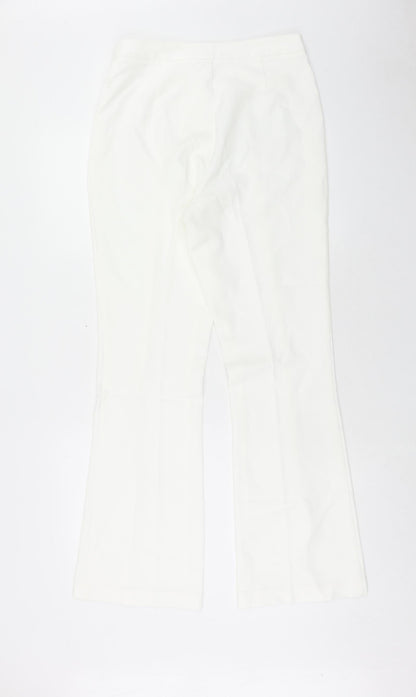 Preworn Womens White Polyester Dress Pants Trousers Size 30 in Regular Hook & Eye