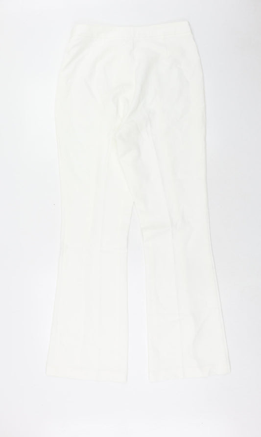 Preworn Womens White Polyester Dress Pants Trousers Size 30 in Regular Hook & Eye