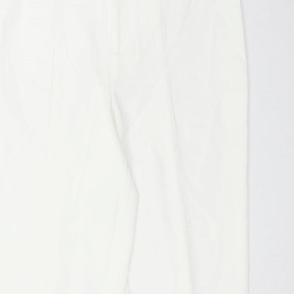 Preworn Womens White Polyester Dress Pants Trousers Size 30 in Regular Hook & Eye
