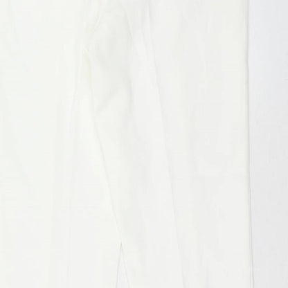 Preworn Womens White Polyester Dress Pants Trousers Size 30 in Regular Hook & Eye