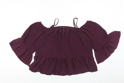 Womens UK Size 6 H&M Purple Cropped Blouse