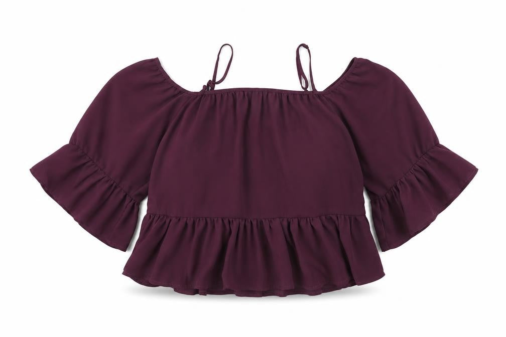 Womens UK Size 6 H&M Purple Cropped Blouse