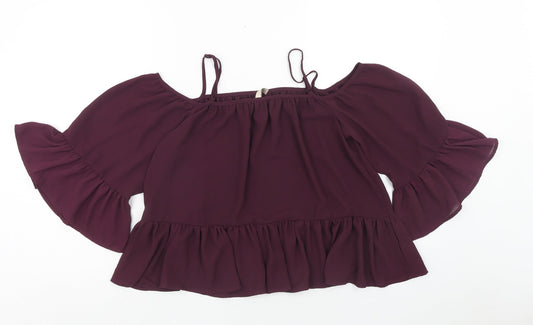 Womens UK Size 6 H&M Purple Cropped Blouse