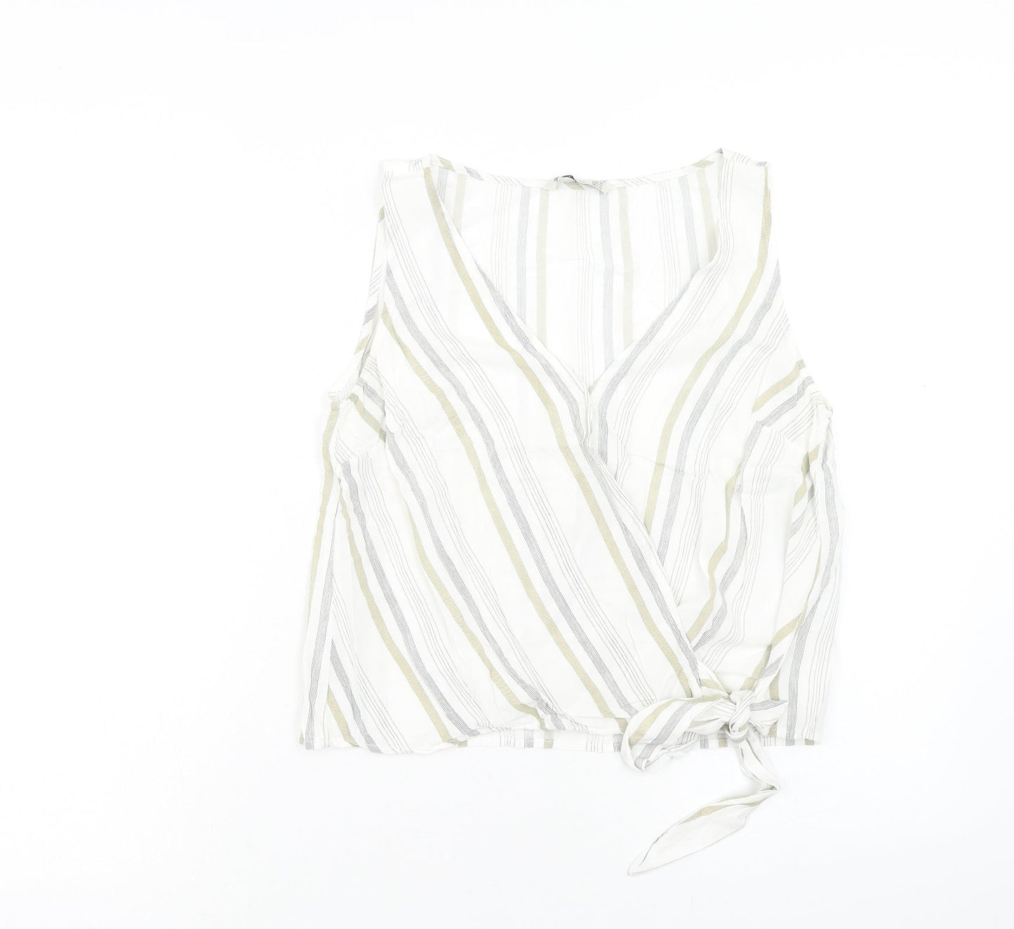 Womens UK Size M Stradivarius White Cropped Tank