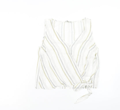 Womens UK Size M Stradivarius White Cropped Tank