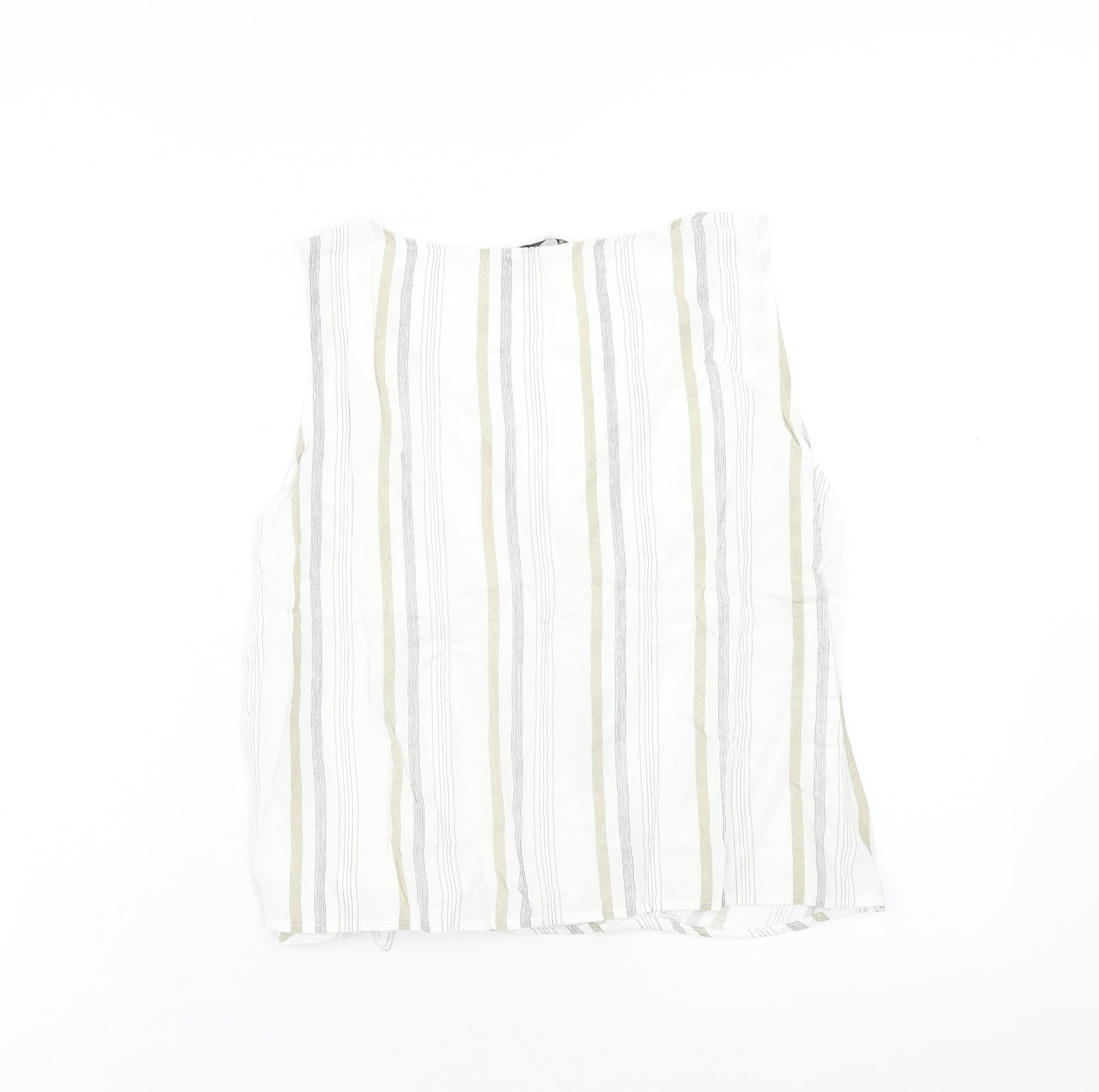 Womens UK Size M Stradivarius White Cropped Tank
