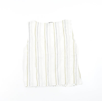 Womens UK Size M Stradivarius White Cropped Tank