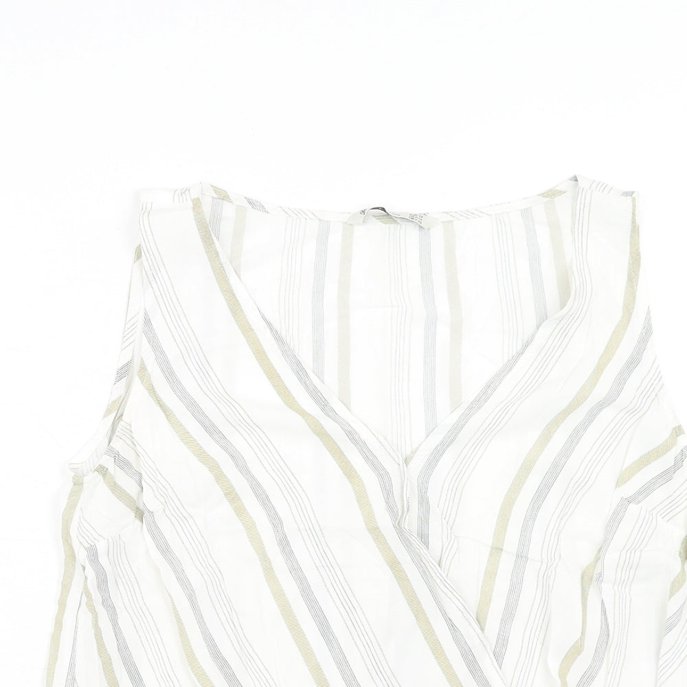 Womens UK Size M Stradivarius White Cropped Tank