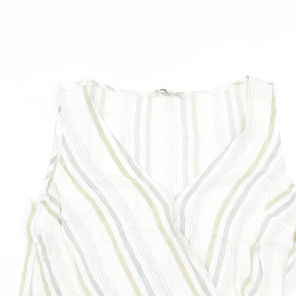 Womens UK Size M Stradivarius White Cropped Tank