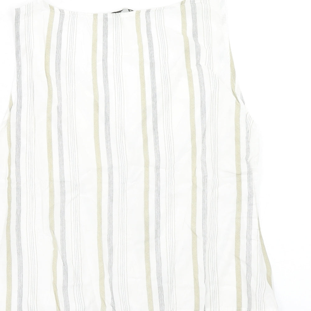 Womens UK Size M Stradivarius White Cropped Tank