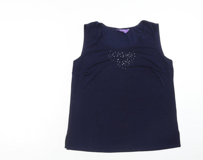 Collection Womens Blue Polyester Basic Tank Size 20 Round Neck