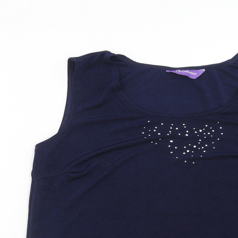 Collection Womens Blue Polyester Basic Tank Size 20 Round Neck