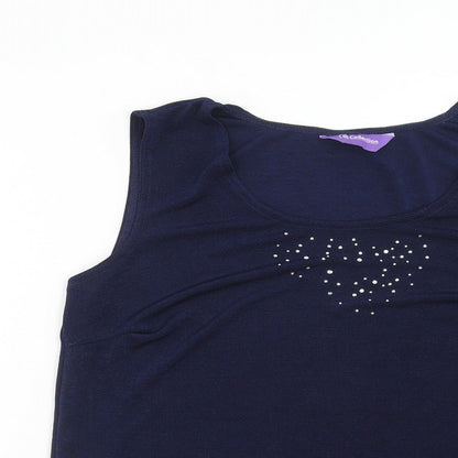 Collection Womens Blue Polyester Basic Tank Size 20 Round Neck