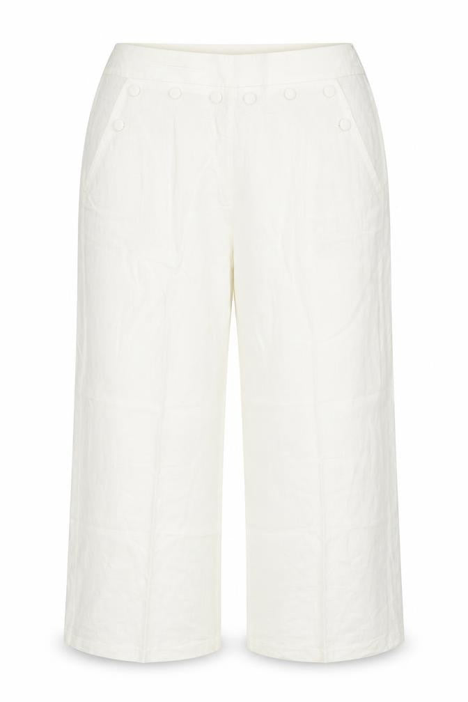 Marks Womens Ivory Linen Capri Trousers Size 18 Regular Zip
