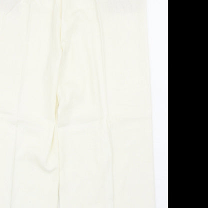 Marks Womens Ivory Linen Capri Trousers Size 18 Regular Zip