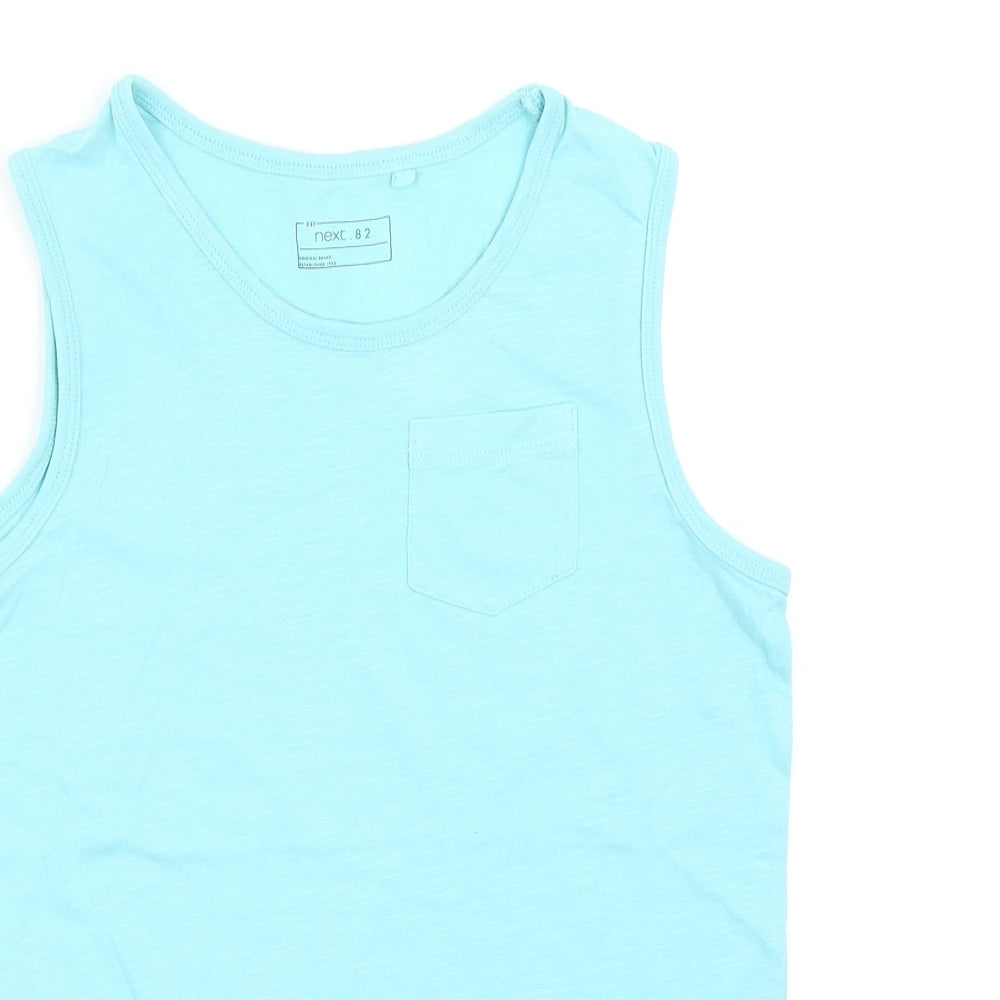 NEXT Boys Blue Cotton Basic Tank Size 9 Years Scoop Neck Pullover