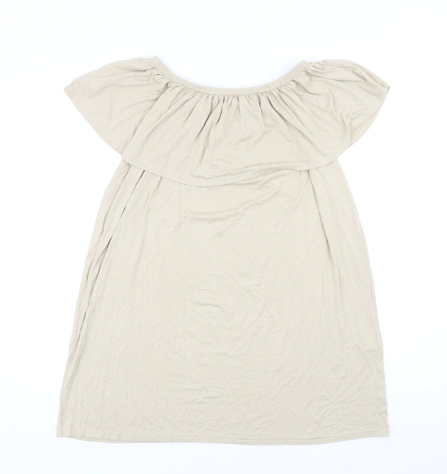 Boohoo Womens Beige Viscose Shift Size 10 Off the Shoulder Pullover