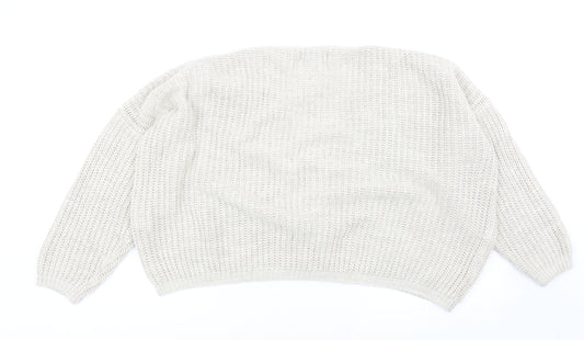 Luisa Ricci Womens Beige V-Neck Acrylic Pullover Jumper Size S - Tie Front Detail