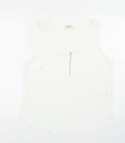papaya Womens White Polyester Basic Tank Size 12 V-Neck