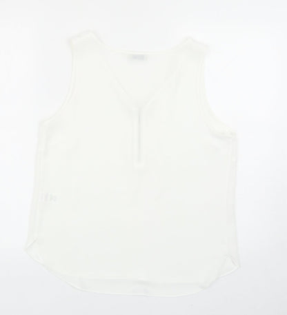 papaya Womens White Polyester Basic Tank Size 12 V-Neck