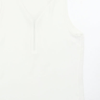 papaya Womens White Polyester Basic Tank Size 12 V-Neck