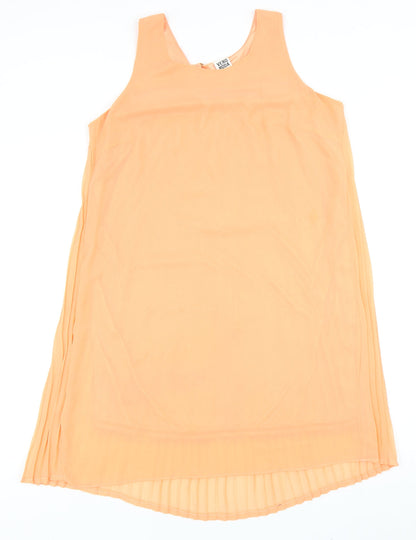 VERO MODA Womens Orange Polyester Tank Dress Size M Round Neck Button