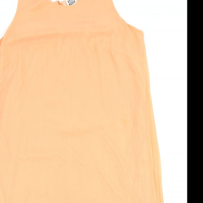 VERO MODA Womens Orange Polyester Tank Dress Size M Round Neck Button