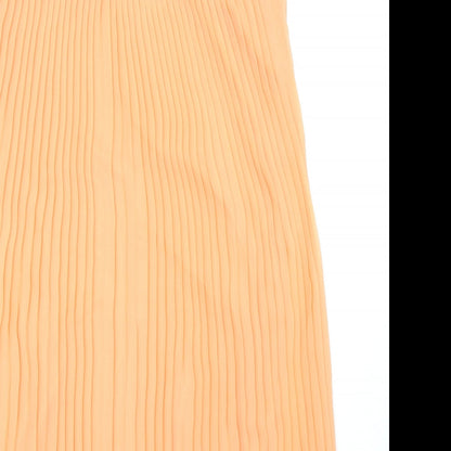 VERO MODA Womens Orange Polyester Tank Dress Size M Round Neck Button