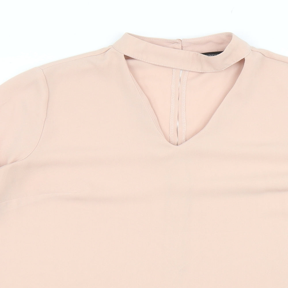 Papaya Womens Pink Polyester Basic Blouse Size 12 V-Neck