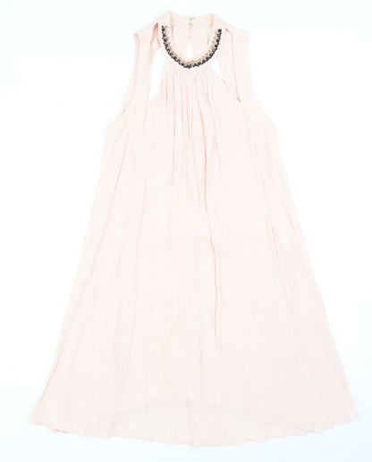 ASOS Womens Pink Viscose Fit & Flare Size 12 Round Neck Hook & Eye