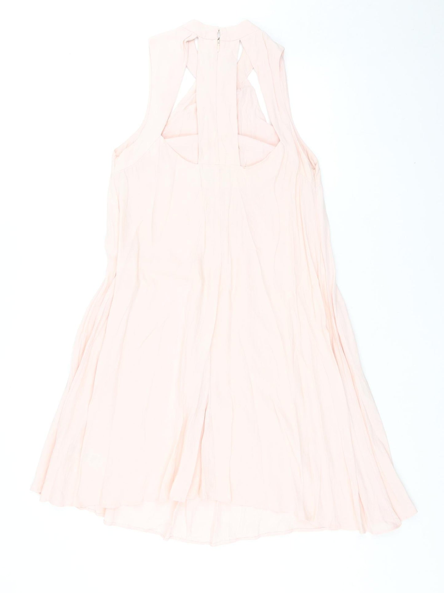 ASOS Womens Pink Viscose Fit & Flare Size 12 Round Neck Hook & Eye