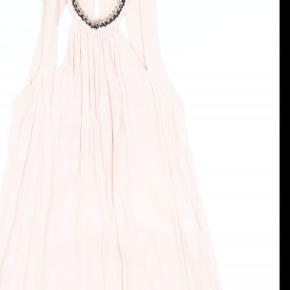 ASOS Womens Pink Viscose Fit & Flare Size 12 Round Neck Hook & Eye