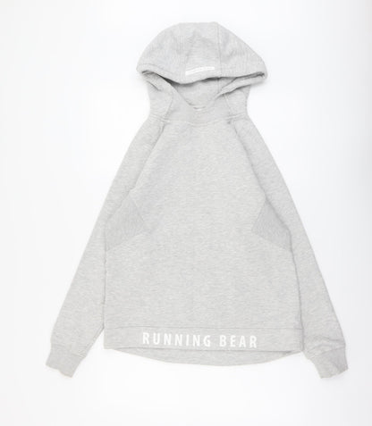 Running Bear Womens Grey Cotton Pullover Hoodie Size S Pullover