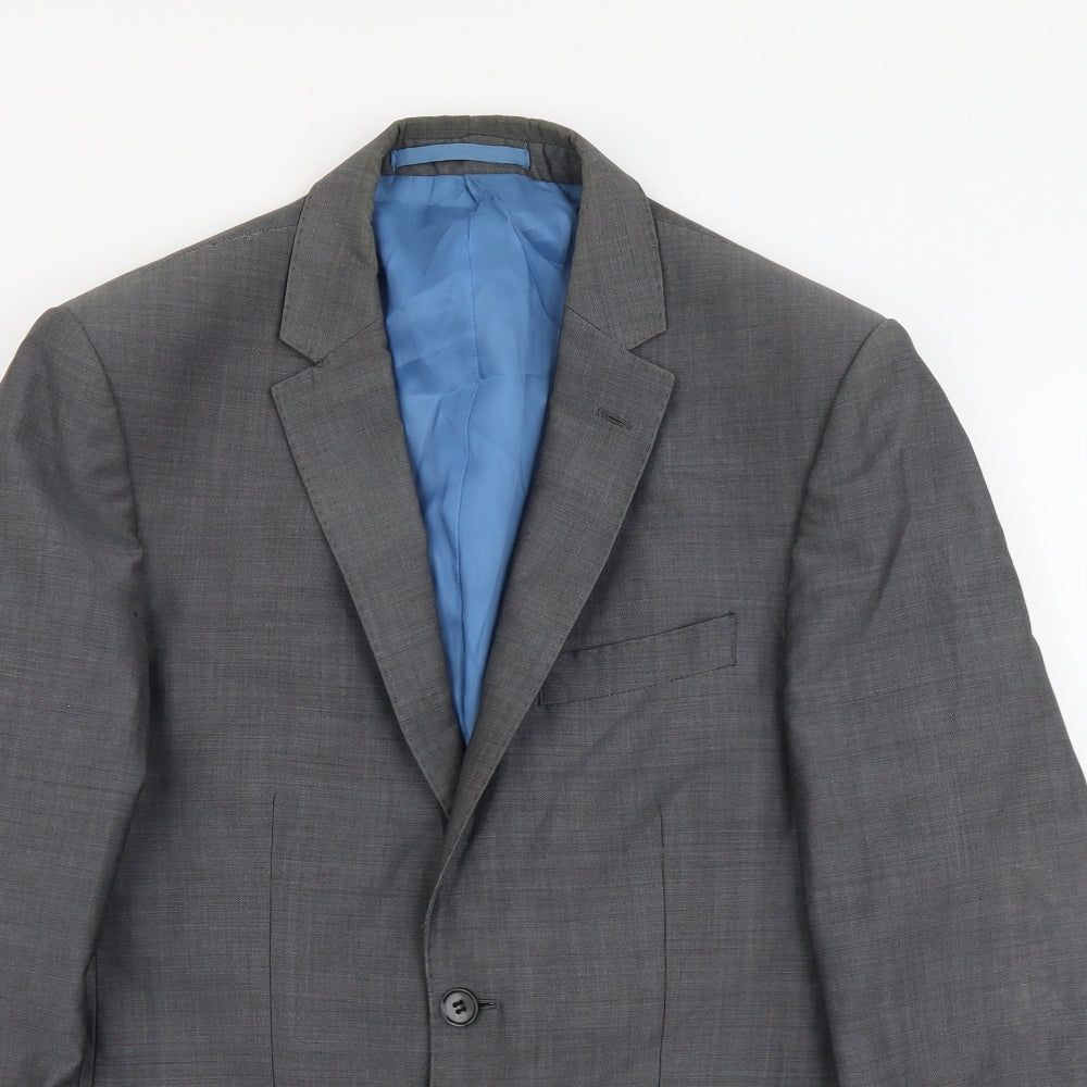 Alfred Brown Mens Grey Polyester Jacket Blazer Size S
