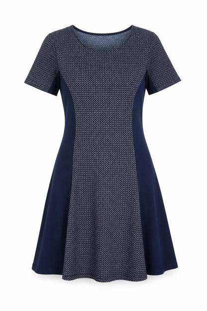 Izabel Womens Blue Geometric Polyester Fit & Flare Size 14 Round Neck Pullover