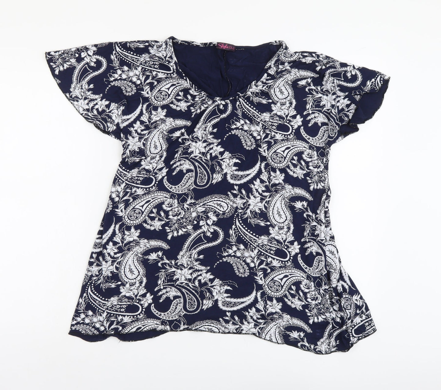 Womens UK Size M Style Plus Blue Basic T-Shirt