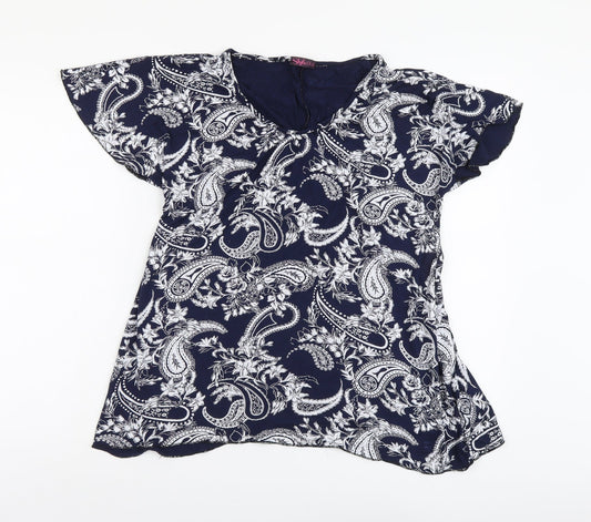 Womens UK Size M Style Plus Blue Basic T-Shirt