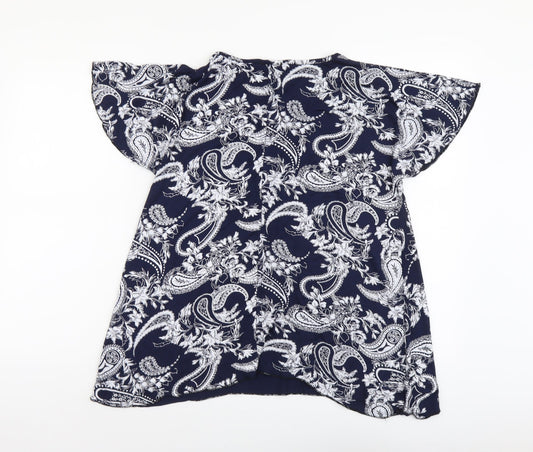 Womens UK Size M Style Plus Blue Basic T-Shirt