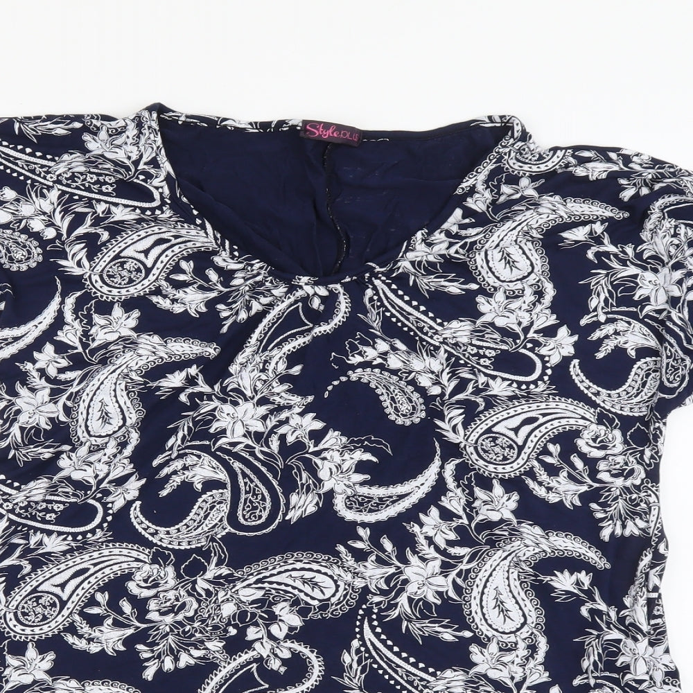 Womens UK Size M Style Plus Blue Basic T-Shirt