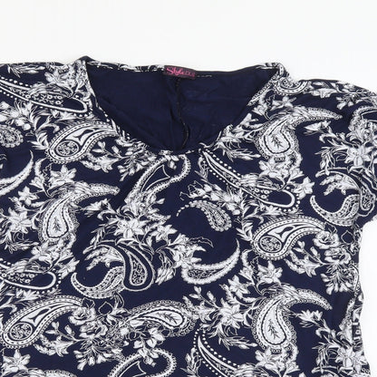 Womens UK Size M Style Plus Blue Basic T-Shirt