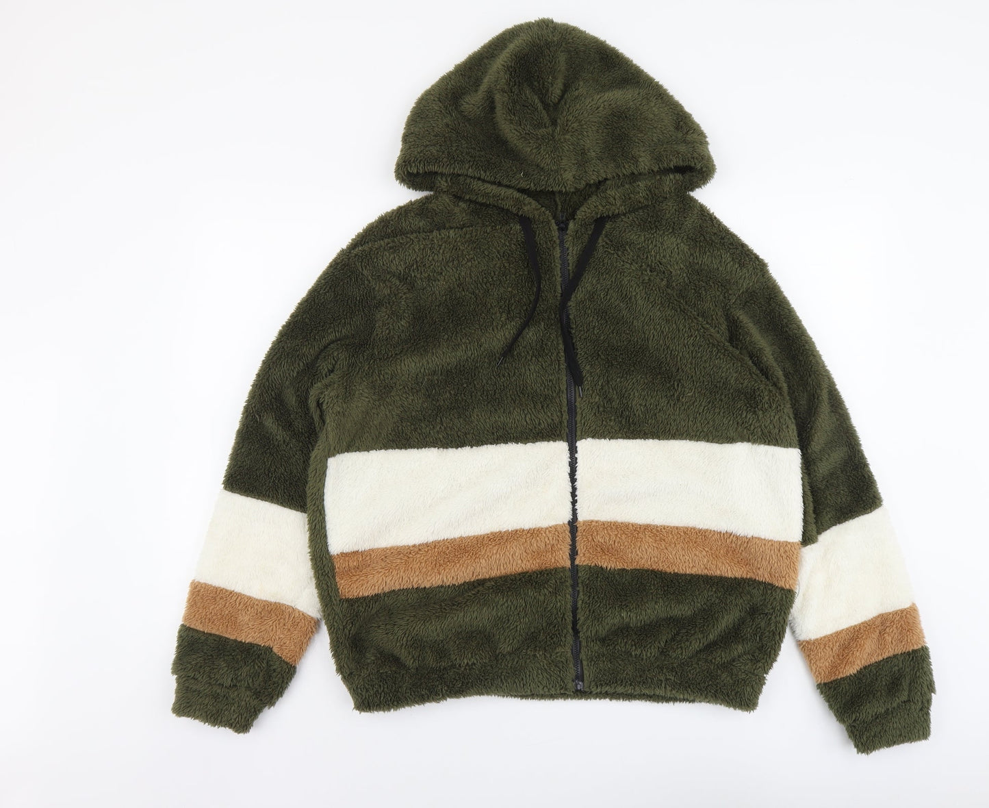 SheIn Womens Green Striped Jacket Size M Zip