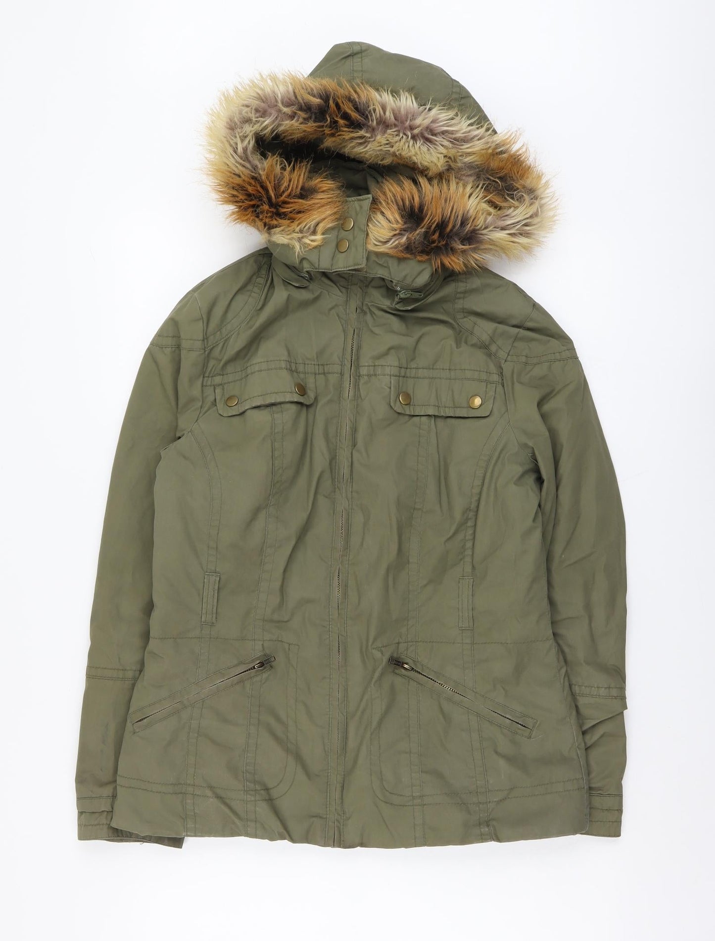 Womens UK Size M H&M Green Parka Coat