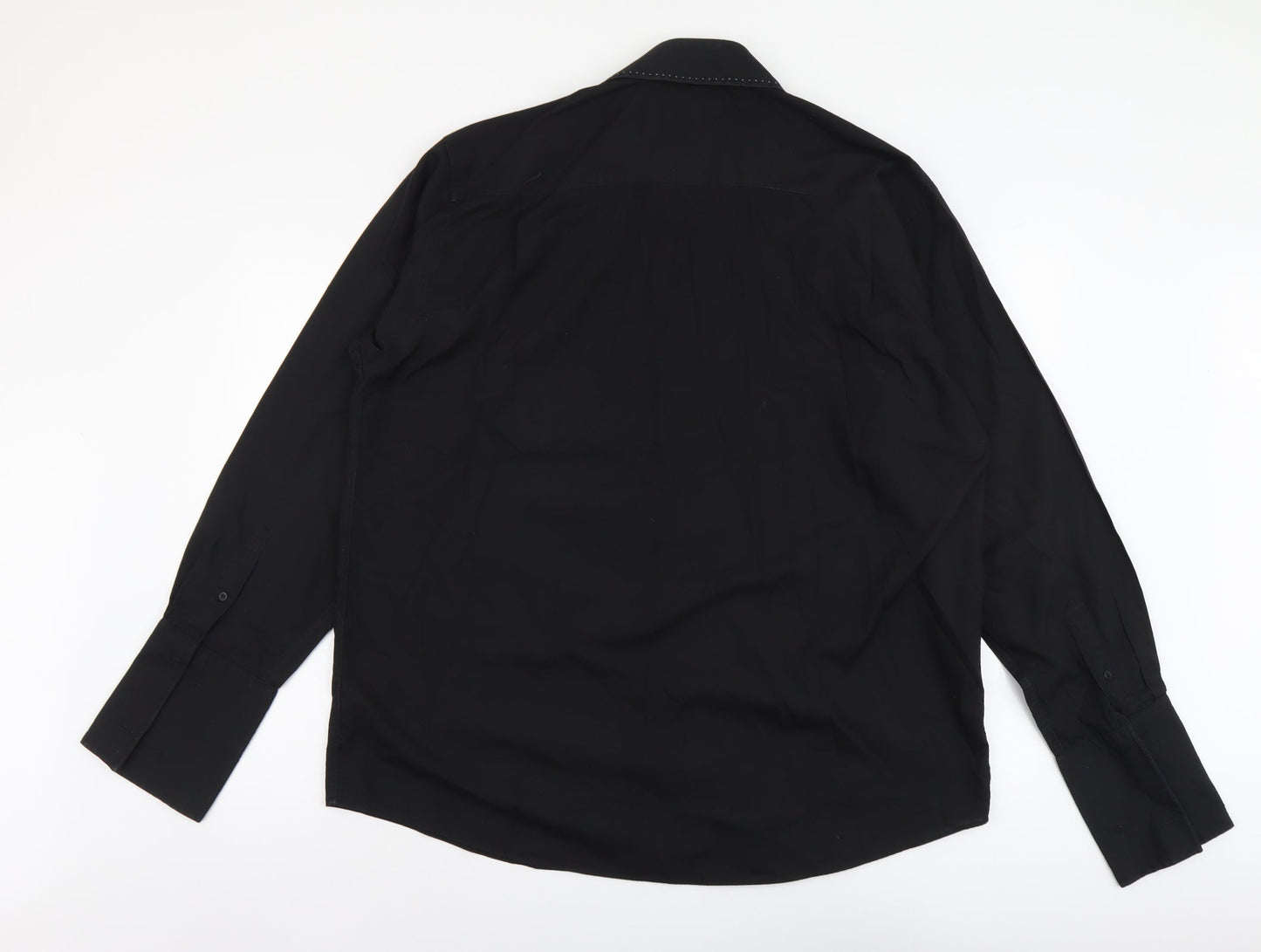 Mens UK Size 18 Burton Black  Button-Up Long Sleeve Casual Shirt