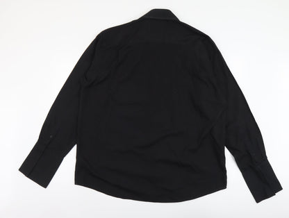 Mens UK Size 18 Burton Black  Button-Up Long Sleeve Casual Shirt