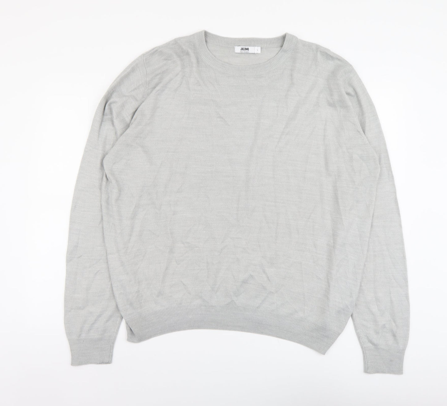 Jacamo Mens Grey Round Neck Acrylic Pullover Jumper Size L