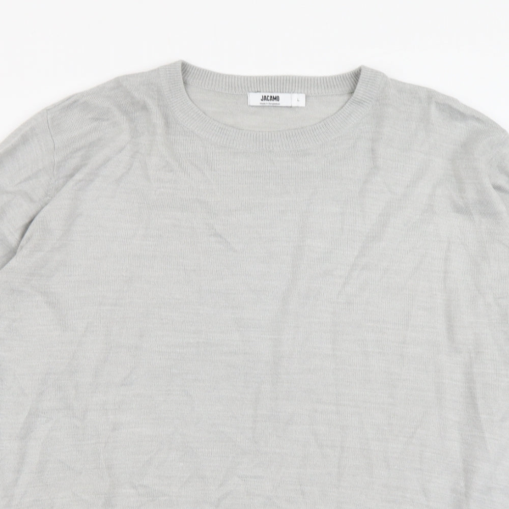 Jacamo Mens Grey Round Neck Acrylic Pullover Jumper Size L