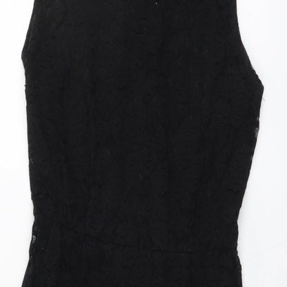 Uttam London Womens Black Geometric Polyester A-Line Size 8 Scoop Neck Pullover