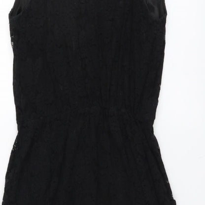 Uttam London Womens Black Geometric Polyester A-Line Size 8 Scoop Neck Pullover