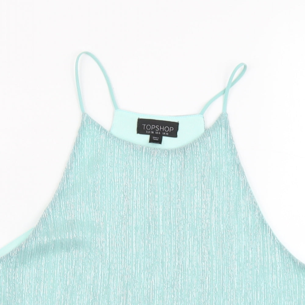 Womens UK Size 10 Topshop Green Camisole Blouse